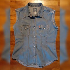 Sleeveless Denim Shirt Western Style by Big Star XL